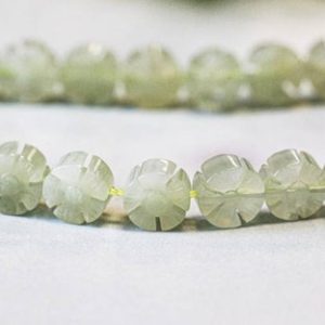 M/ New Jade 10mm Flower Beads 16" strand Natural Light Green Serpentine Gemstone Carved Flower Beads for Crafts For Jewelry Making | Natural genuine other-shape Gemstone beads for beading and jewelry making.  #jewelry #beads #beadedjewelry #diyjewelry #jewelrymaking #beadstore #beading #affiliate #ad