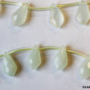 Shop Serpentine Bead Shapes! M/ New Jade 15x8mm Tie Briolette beads 8" strand 13 pieces Natural light green gemstone serpentine beads Shade varies For jewelry making | Natural genuine other-shape Serpentine beads for beading and jewelry making.  #jewelry #beads #beadedjewelry #diyjewelry #jewelrymaking #beadstore #beading #affiliate #ad