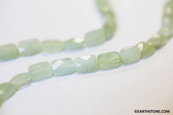 S/ New Jade 7x10mm Cushion Cut Beads 16" Strand Natural Pale Green Gemstone Serpentine Beads Shade Varies For Jewelry Making