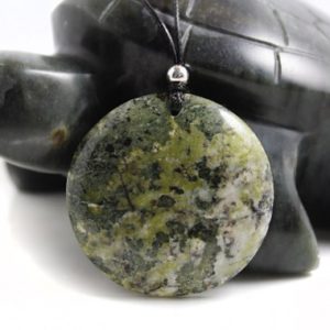 Touchstone Mossy Green Serpentine Pendant Necklace, Sterling Silver Clasp, Long Simple Necklace Office Wear, Protection Gem, Worry Stone | Natural genuine Serpentine pendants. Buy crystal jewelry, handmade handcrafted artisan jewelry for women.  Unique handmade gift ideas. #jewelry #beadedpendants #beadedjewelry #gift #shopping #handmadejewelry #fashion #style #product #pendants #affiliate #ad