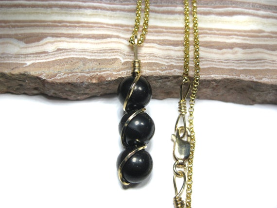Shungite Pendant In 14k Gold Filled Wire W/free 18" 14k Gold Filled Chain