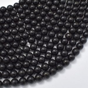 Shop Shungite Beads! Genuine Shungite Beads, 6mm Round Beads, 15.5 Inch, Approx 66 beads, Hole 0.8mm (413054001) | Natural genuine round Shungite beads for beading and jewelry making.  #jewelry #beads #beadedjewelry #diyjewelry #jewelrymaking #beadstore #beading #affiliate #ad