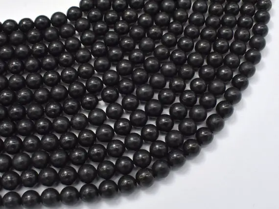 Genuine Shungite 6mm Round Beads, 15.5 Inch, Approx 66 Beads, Hole 0.8mm (413054001)