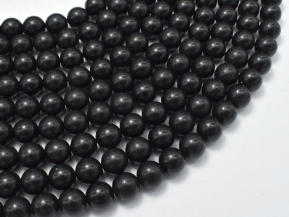 Genuine Shungite 8mm Round Beads, 15.5 Inch, Approx 48 Beads, Hole 1mm (413054002)