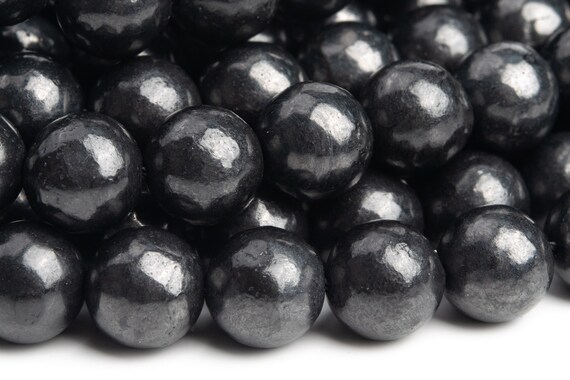 Genuine Natural High Carbon Shungite Gemstone Beads 10mm Black Round Aaa Quality Loose Beads (121623)