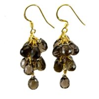 Smoky Quartz Earrings Cluster Style 14k Solid Gold Or Filled Micro Faceted Multiple Briolettes Chandelier Natural Smokey Grey 1 1 / 2 Inches | Natural genuine Gemstone jewelry. Buy crystal jewelry, handmade handcrafted artisan jewelry for women.  Unique handmade gift ideas. #jewelry #beadedjewelry #beadedjewelry #gift #shopping #handmadejewelry #fashion #style #product #jewelry #affiliate #ad