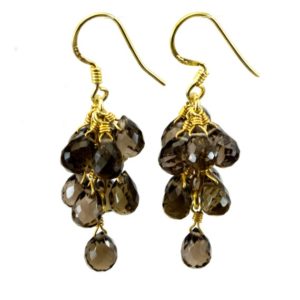 Shop Smoky Quartz Earrings! Smoky Quartz Earrings Cluster Style 14k Solid Gold or Filled Micro Faceted Multiple Briolettes Chandelier Natural Smokey  Grey 1 1/2 Inches | Natural genuine Smoky Quartz earrings. Buy crystal jewelry, handmade handcrafted artisan jewelry for women.  Unique handmade gift ideas. #jewelry #beadedearrings #beadedjewelry #gift #shopping #handmadejewelry #fashion #style #product #earrings #affiliate #ad