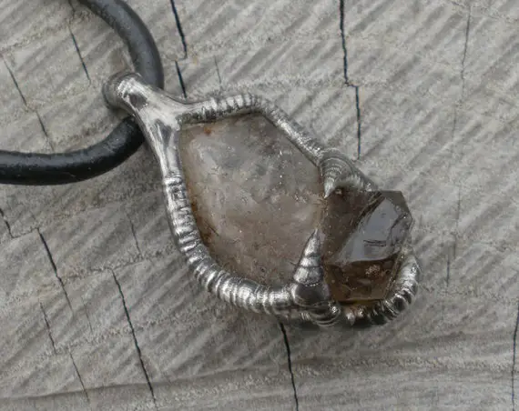 Men Necklace, Men Smoky Quartz Pendant, Crystal Pendant, Gemstone Pendant Crystal Gemstone Statement Pagan Personal Amulet Ingwaz Rune