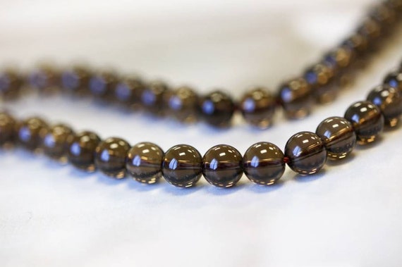 M/ Smoky Quartz 8-8.5mm Round Beads 15.5" Strand Enhanced Brown Quartz Gemstone For Jewelry Making