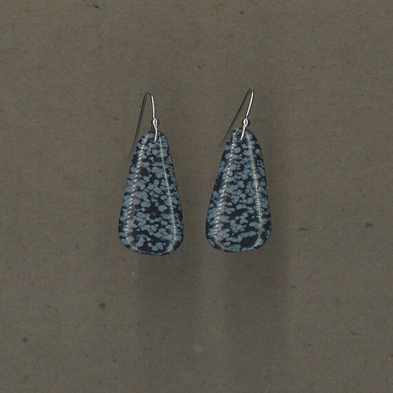 Snowflake Obsidian And Sterling Silver Earrings Handmade By Chris Hay