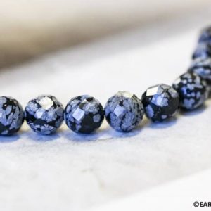 Shop Snowflake Obsidian Faceted Beads! M/ Snowflake Obsidian 10mm/ 8mm/ 6mm Faceted Round beads 16" strand Natural gray/black color gemstone beads For jewelry making | Natural genuine faceted Snowflake Obsidian beads for beading and jewelry making.  #jewelry #beads #beadedjewelry #diyjewelry #jewelrymaking #beadstore #beading #affiliate #ad