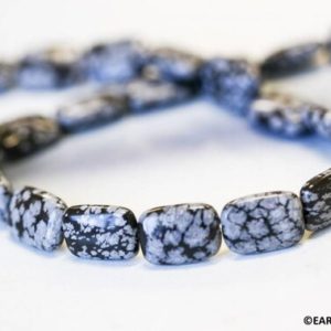 Shop Snowflake Obsidian Bead Shapes! M/ Snowflake Obsidian 10x14mm/ 13x18mm Flat Rectangle beads 15.5" strand Natural gray/black gemstone beads For jewelry making | Natural genuine other-shape Snowflake Obsidian beads for beading and jewelry making.  #jewelry #beads #beadedjewelry #diyjewelry #jewelrymaking #beadstore #beading #affiliate #ad