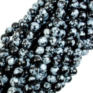 Shop Snowflake Obsidian Round Beads! Snowflake Obsidian Beads, Round, 6mm (6.5 mm), 15.5 Inch, Full strand, Approx. 59 beads, Hole 1 mm, A quality (410054002) | Natural genuine round Snowflake Obsidian beads for beading and jewelry making.  #jewelry #beads #beadedjewelry #diyjewelry #jewelrymaking #beadstore #beading #affiliate #ad