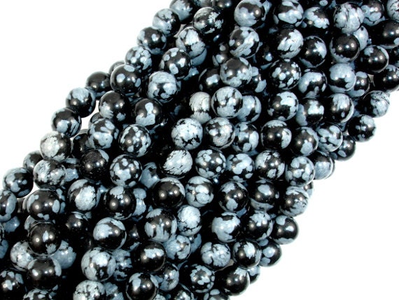 Snowflake Obsidian 6mm (6.5 Mm) Round Beads, 15 Inch, Full Strand, Approx. 59 Beads, Hole 1mm (410054002)