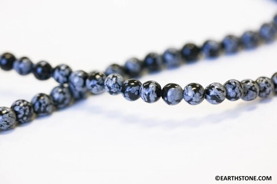 S/ Snowflake Obsidian 6mm/ 4mm/ 3mm Round Beads 15.5" Strand Natural Gray/black Color Gemstone Beads For Jewelry Making