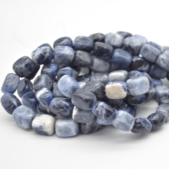 Natural Sodalite Semi-precious Gemstone Rectangular Nugget Beads - Approx 12mm - 15mm - 15" Strand