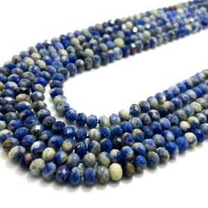 Shop Sodalite Faceted Beads! Natural Sodalite Beads Faceted Rondelle 4mm x 5mm Blue Loose Gemstone Beads – 15.5" – RDF50 | Natural genuine faceted Sodalite beads for beading and jewelry making.  #jewelry #beads #beadedjewelry #diyjewelry #jewelrymaking #beadstore #beading #affiliate #ad