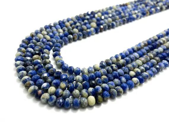 Natural Sodalite Beads Faceted Rondelle 4mm X 5mm Blue Loose Gemstone Beads - 15.5" - Rdf50