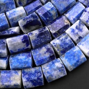 Faceted Natural Snow Mountain Sodalite Nuggets Large Chunky Faceted Flat Rectangle Beads 15.5" Strand | Natural genuine faceted Sodalite beads for beading and jewelry making.  #jewelry #beads #beadedjewelry #diyjewelry #jewelrymaking #beadstore #beading #affiliate #ad