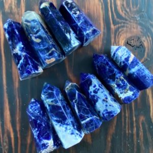 Shop Sodalite Points & Wands! Sodalite Point, Sodalite, Sodalite Tower, Qty. 1 | Natural genuine stones & crystals in various shapes & sizes. Buy raw cut, tumbled, or polished gemstones for making jewelry or crystal healing energy vibration raising reiki stones. #crystals #gemstones #crystalhealing #crystalsandgemstones #energyhealing #affiliate #ad