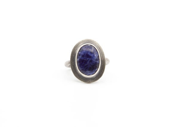 Sodalite Ring Sterling Silver Boho Jewelry Unique Gender Neutral Gift Size 8.5