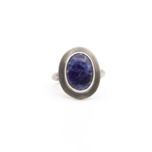 Shop Sodalite Rings! Sodalite Ring Sterling Silver Boho Jewelry Unique Gender Neutral Gift Size 8.5 | Natural genuine Sodalite rings, simple unique handcrafted gemstone rings. #rings #jewelry #shopping #gift #handmade #fashion #style #affiliate #ad