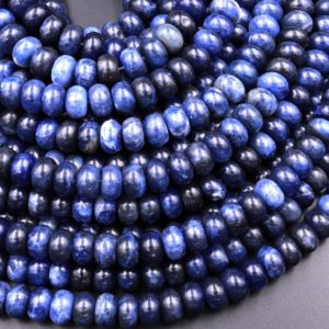 Natural Blue Sodalite Smooth Rondelle Beads 6x4mm 8x5mm 15.5" Strand | Natural genuine rondelle Sodalite beads for beading and jewelry making.  #jewelry #beads #beadedjewelry #diyjewelry #jewelrymaking #beadstore #beading #affiliate #ad