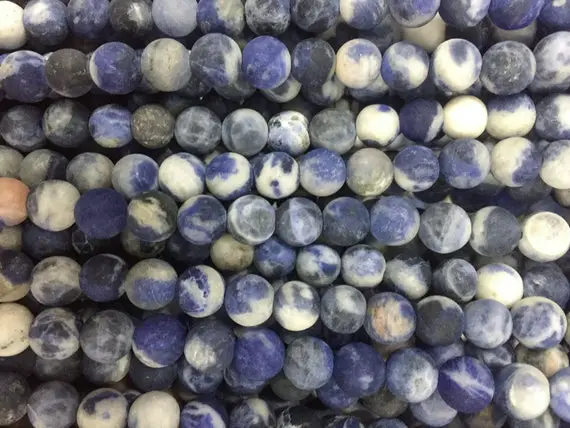 Matte White Blue Sodalite Round Beads - Pale Blue  Sodalite Gemstone - Natural Stone Beads Supplies - Light Blue Beads For Jewelry Making