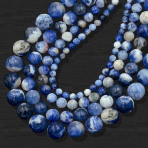 Shop Sodalite Beads! Natural Blue Sodalite Beads, Blue Gemstone beads, Stone Beads, Spacer Beads, Round Natural Beads, Full Strand, 4mm 6mm 8mm 10mm | Natural genuine beads Sodalite beads for beading and jewelry making.  #jewelry #beads #beadedjewelry #diyjewelry #jewelrymaking #beadstore #beading #affiliate #ad