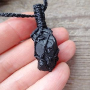 Black Spinel raw stone pendant necklace, high vibration crystal, black rough stone pendant mens, Man jewelry, coworker gift | Natural genuine Spinel pendants. Buy handcrafted artisan men's jewelry, gifts for men.  Unique handmade mens fashion accessories. #jewelry #beadedpendants #beadedjewelry #shopping #gift #handmadejewelry #pendants #affiliate #ad