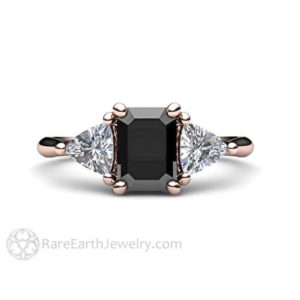 Shop Spinel Rings! Black Spinel Engagement Ring 3 Stone Vintage Black Spinel Ring Black Stone Engagement Ring Three Stone Engagement Ring Black Gemstone Ring | Natural genuine Spinel rings, simple unique alternative gemstone engagement rings. #rings #jewelry #bridal #wedding #jewelryaccessories #engagementrings #weddingideas #affiliate #ad