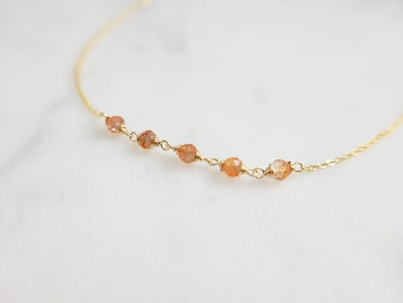 Sunstone Necklace, Handmade Jewelry Necklaces For Women, Gemstone Necklace, Simple Gold Necklace, Beaded Choker, Dainty Necklace, Gift