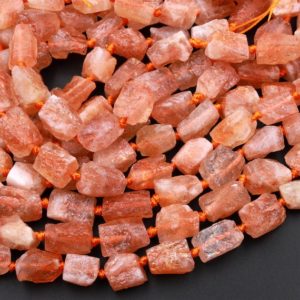 Shop Sunstone Beads! Fiery Natural Sunstone Tube Beads Feldspar Golden Glitters Orange Red Gemstone 15.5" Strand | Natural genuine beads Sunstone beads for beading and jewelry making.  #jewelry #beads #beadedjewelry #diyjewelry #jewelrymaking #beadstore #beading #affiliate #ad