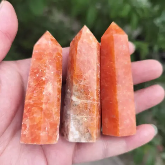 Sunstone Tower Obelisk Natural Crystal Double Terminated Point Wholesale Bulk Gemstone Tower Wand For Gift Decor Healing Crystal