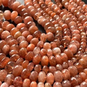 Shop Sunstone Rondelle Beads! 1/2 strand of sunstone smooth rondelles | Natural genuine rondelle Sunstone beads for beading and jewelry making.  #jewelry #beads #beadedjewelry #diyjewelry #jewelrymaking #beadstore #beading #affiliate #ad