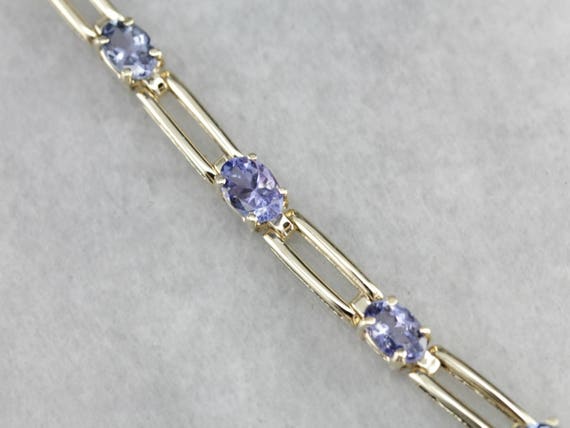Pretty Tanzanite Link Bracelet, Gold Tennis Bracelet, Something Blue 8r56rp-n