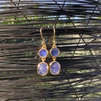 Tanzanite Gold Vermeil Drop Earrings, Womens Raw Gemstone Gold Drops, Gift For Mum | Natural genuine Gemstone jewelry. Buy crystal jewelry, handmade handcrafted artisan jewelry for women.  Unique handmade gift ideas. #jewelry #beadedjewelry #beadedjewelry #gift #shopping #handmadejewelry #fashion #style #product #jewelry #affiliate #ad