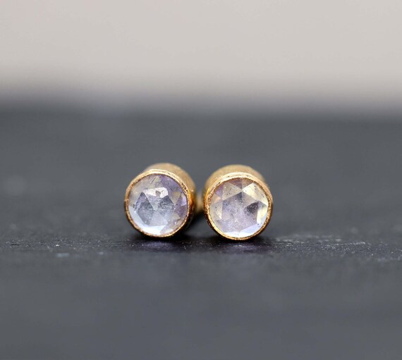 Tanzanite Stud Earrings, Tiny 3mm Gold Tanzanite Stud, December Birthstone Gift, Small Blue Earrings, Rare Tanzanite Gemstone Earrings