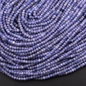 Shop Tanzanite Beads! Faceted Natural Tanzanite Rondelle Beads 3mm Micro Laser Cut Real Genuine Gemstone 15.5" Strand | Natural genuine beads Tanzanite beads for beading and jewelry making.  #jewelry #beads #beadedjewelry #diyjewelry #jewelrymaking #beadstore #beading #affiliate #ad