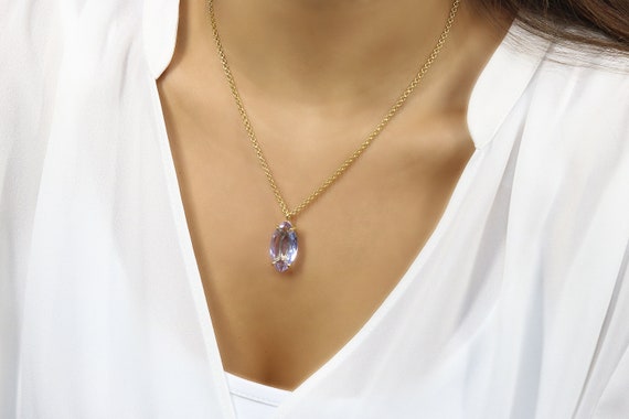 Marquise Tanzanite Necklace · Purple Blue Pendant Necklace · December Birthstone Necklace · Crystal Necklace For Women