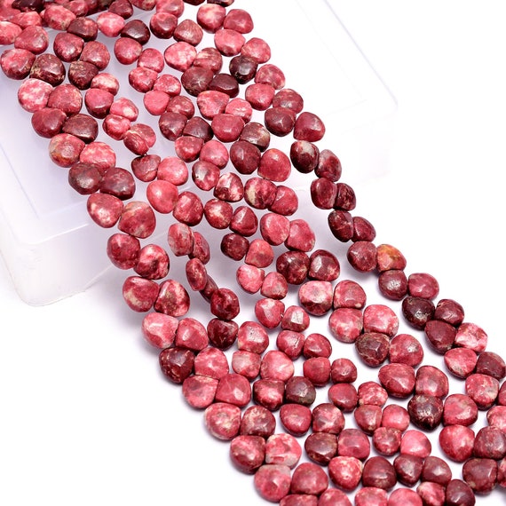 Natural Aaa+ Thulite Gemstone 7mm-9mm Smooth Heart Briolette Beads | 8" Strand | Pink Thulite Semi Precious Gemstone Loose Beads For Jewelry Natural Aaa+ Thulite Gemstone 7mm-9mm Smooth Heart Briolette Beads | 8" Strand | Pink Thulite Semi Precious Gemstone Loose Beads For Jewelry