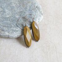 Tiger Eye Sterling Silver Dangle Earrings, Brown Stone Jewelry, Gift For Her | Natural genuine Gemstone jewelry. Buy crystal jewelry, handmade handcrafted artisan jewelry for women.  Unique handmade gift ideas. #jewelry #beadedjewelry #beadedjewelry #gift #shopping #handmadejewelry #fashion #style #product #jewelry #affiliate #ad