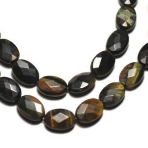 Shop Tiger Eye Faceted Beads! 2pc – Perles de Pierre – Oeil de Tigre et Faucon Ovales Facettés 14x10mm – 8741140019607 | Natural genuine faceted Tiger Eye beads for beading and jewelry making.  #jewelry #beads #beadedjewelry #diyjewelry #jewelrymaking #beadstore #beading #affiliate #ad