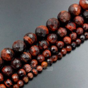 Shop Tiger Eye Faceted Beads! Natural Faceted Red Tiger Eye Beads, 4mm 6mm 8mm 10mm Gemstone Beads,  Round Jewelry Spacer Stone Beads, 15''5 strand | Natural genuine faceted Tiger Eye beads for beading and jewelry making.  #jewelry #beads #beadedjewelry #diyjewelry #jewelrymaking #beadstore #beading #affiliate #ad