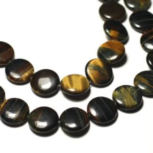Shop Tiger Eye Bead Shapes! 2pc – Perles de Pierre – Oeil de Tigre et Faucon Palets 16mm – 8741140019706 | Natural genuine other-shape Tiger Eye beads for beading and jewelry making.  #jewelry #beads #beadedjewelry #diyjewelry #jewelrymaking #beadstore #beading #affiliate #ad