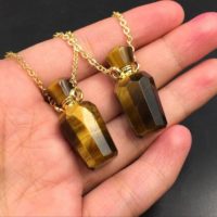 Tiger Eye Perfume Bottle Necklace Pendant Tiger Stone Essential Oil Bottle Crystal Perfume Diffuser Pendant Gemstone Crystal Scent Bottle | Natural genuine Gemstone jewelry. Buy crystal jewelry, handmade handcrafted artisan jewelry for women.  Unique handmade gift ideas. #jewelry #beadedjewelry #beadedjewelry #gift #shopping #handmadejewelry #fashion #style #product #jewelry #affiliate #ad