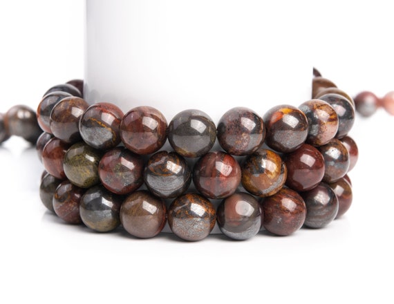 Natural Dark Red Tiger Iron Gemstone Grade Aa Round 10mm Loose Beads