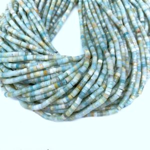 Shop Amazonite Round Beads! Tiny Amazonite Heishi Round Beads 3mm 4mm, Blue Gemstone Seed Beads, Small Cylinder Amazonite Spacers, Natural Amazonite Tube Beads | Natural genuine round Amazonite beads for beading and jewelry making.  #jewelry #beads #beadedjewelry #diyjewelry #jewelrymaking #beadstore #beading #affiliate #ad