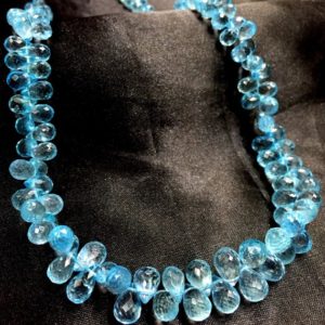 Shop Topaz Bead Shapes! AAA QUALITY~~Great Luster~~Natural Sky Blue Topaz Teardrop Shape Beads Sky Topaz Faceted Drops Briolettes Topaz Gemstone Beads Necklace. | Natural genuine other-shape Topaz beads for beading and jewelry making.  #jewelry #beads #beadedjewelry #diyjewelry #jewelrymaking #beadstore #beading #affiliate #ad