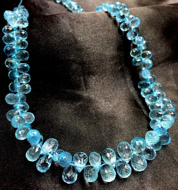 Aaa Quality~~great Luster~~natural Sky Blue Topaz Teardrop Shape Beads Sky Topaz Faceted Drops Briolettes Topaz Gemstone Beads Necklace.